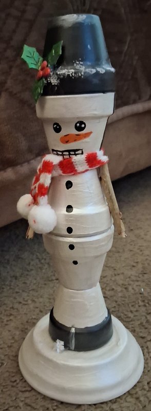 Upcycled Terra Cotta Pot Snowman