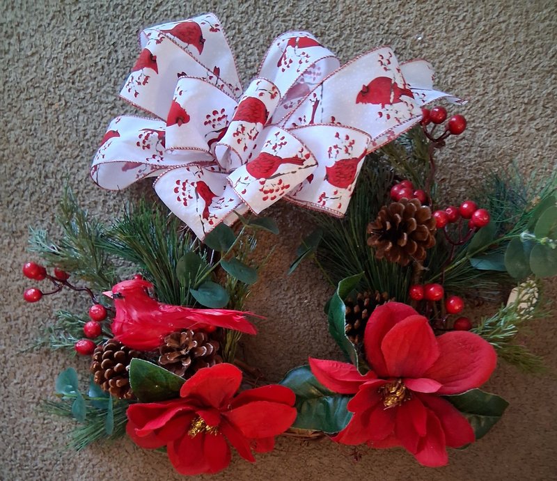 Cardinal Pinecone Floral Wreath