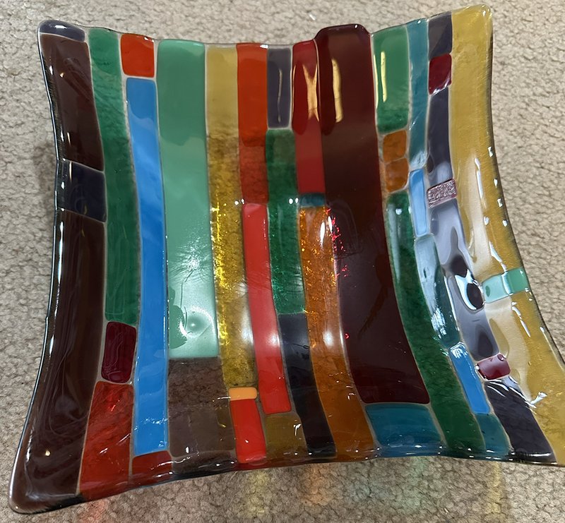 Multi Color Fused Glass Dish
