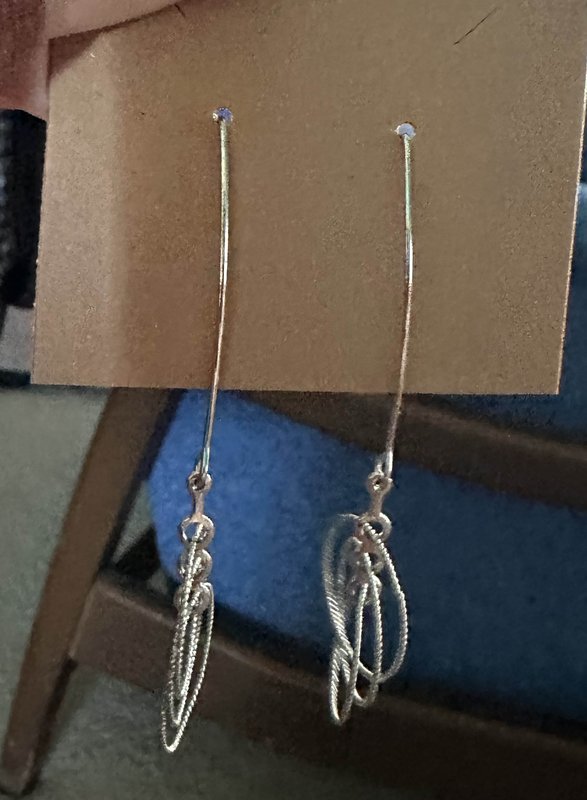 long silver sparkly earrings