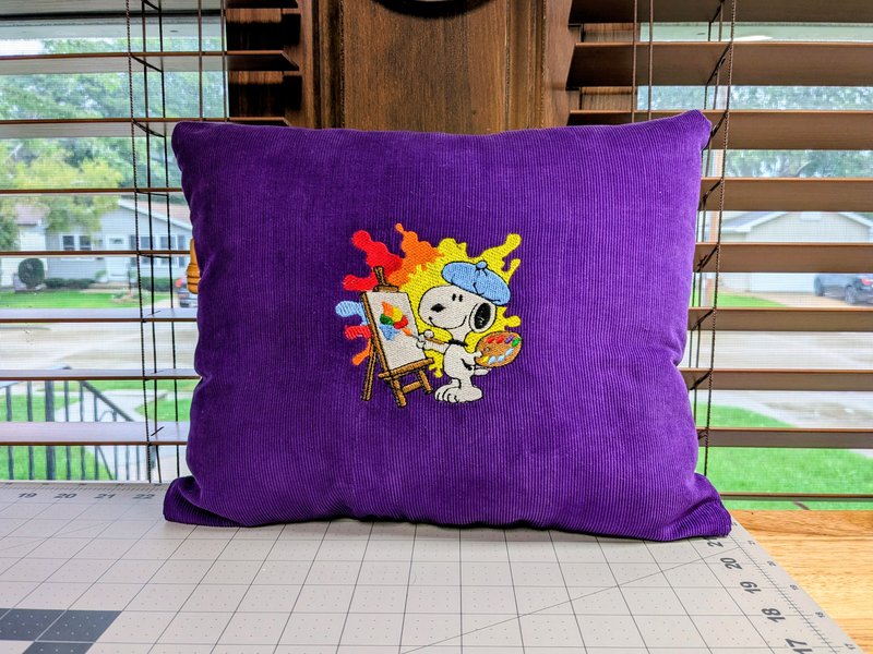 Corduroy Snoopy Artsy Pillow