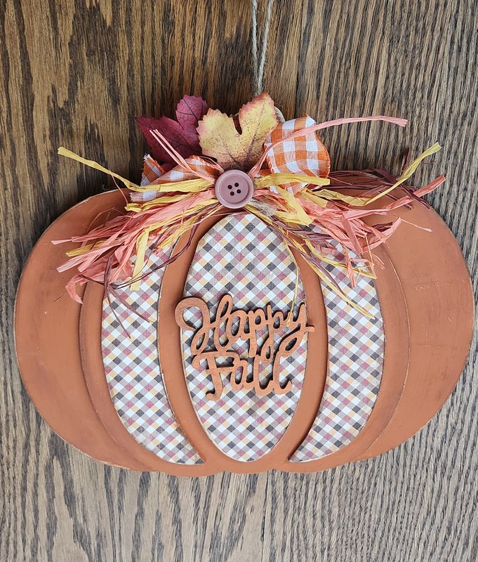 Happy Fall wood pumpkin sign