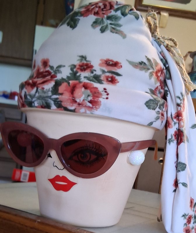 Floral Head Scarf with Sunglasses Mannequin Display