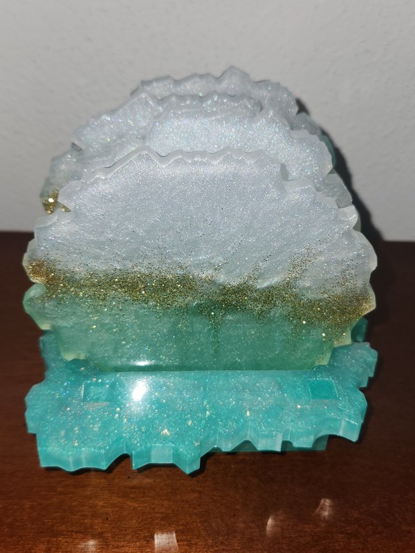 Teal 4pc coasters with stand