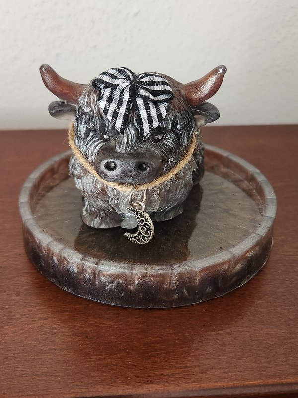 Brown Highland Cow figurine set
