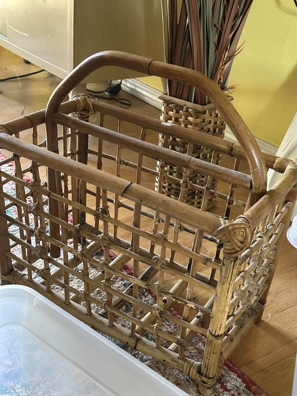 Rattan magazine holder