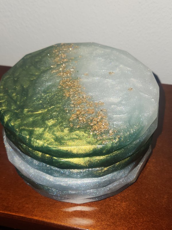 Green XL coaster set, 6pcs