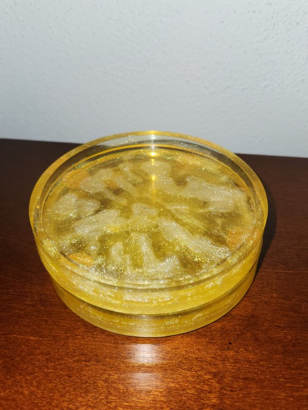 Yellow resin coaster set