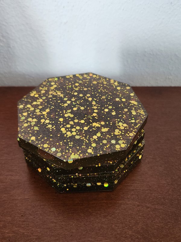 Gold sparkle coaster set