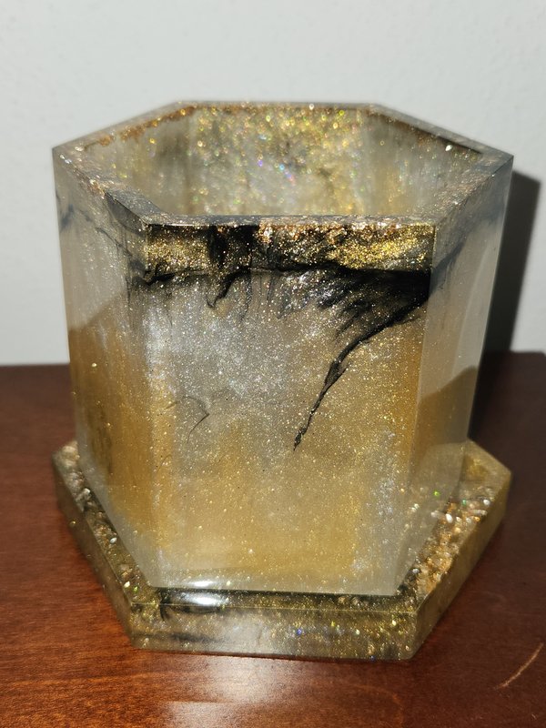 Hexagon jar with coaster
