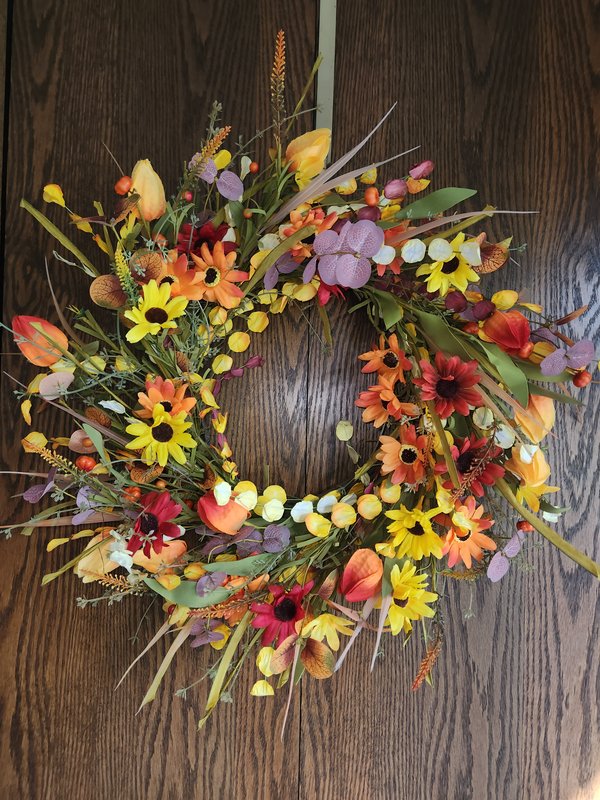 Fall wreath, small sunflowers