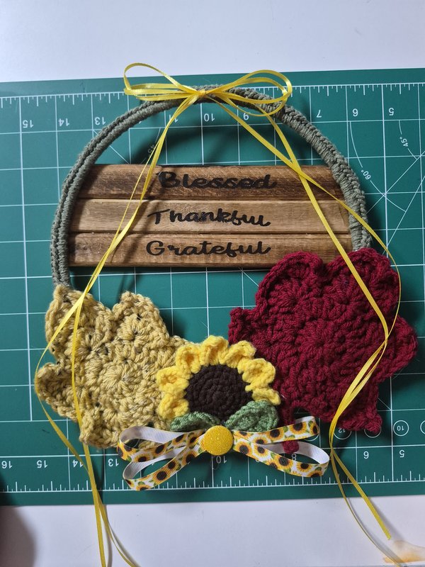 Rustic Wooden Quote Sign with Crochet Flowers