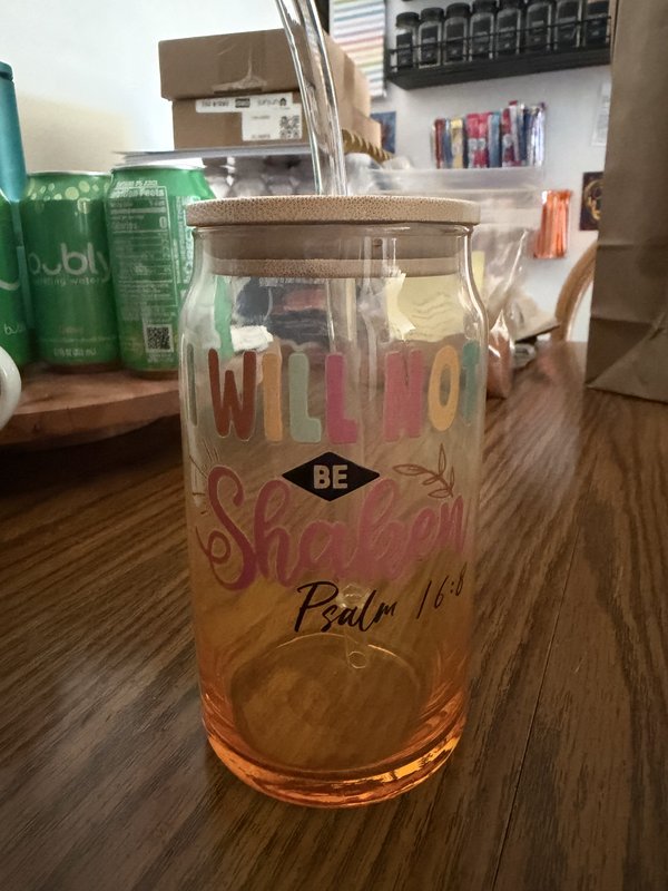 Shaken Glass Cup w/ lid & straw