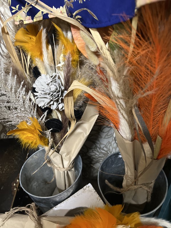 Handcrafted Feather and Paper Floral Arrangement