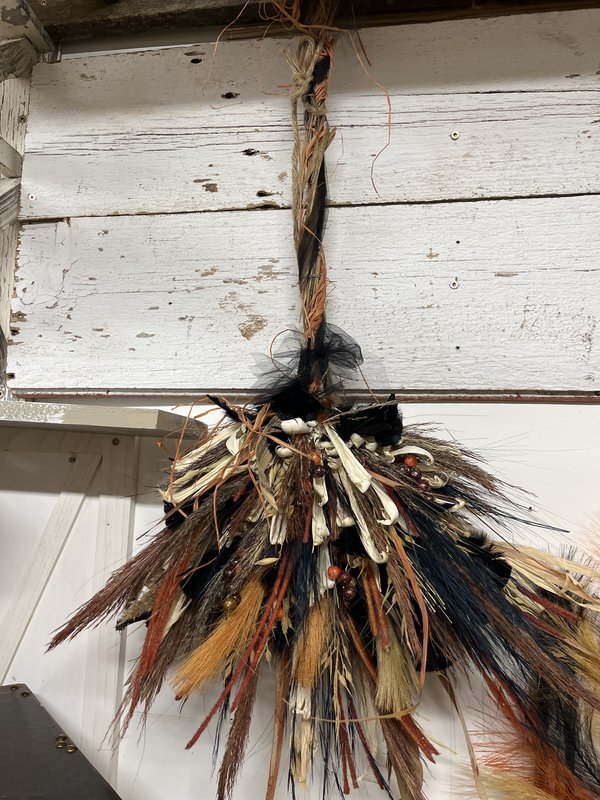 Rustic Dried Grass Witch's Broom