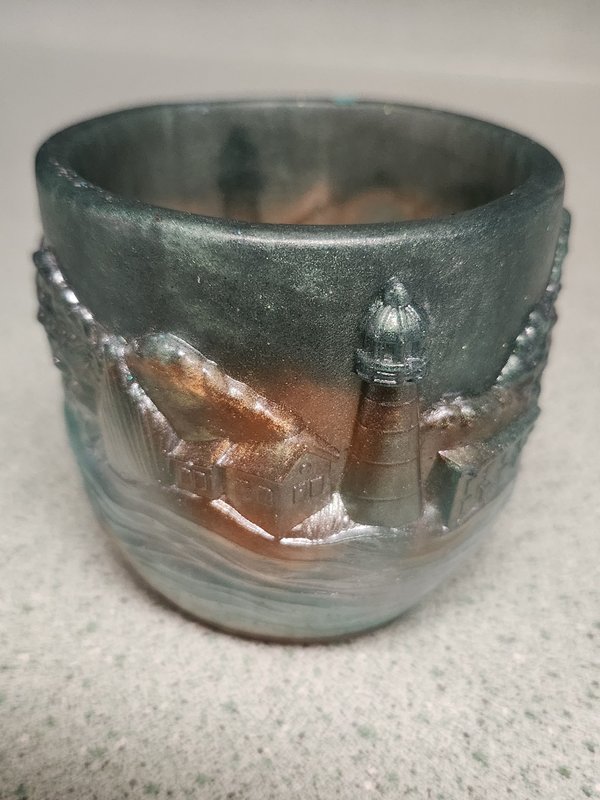 Lighthouse scene cup, resin
