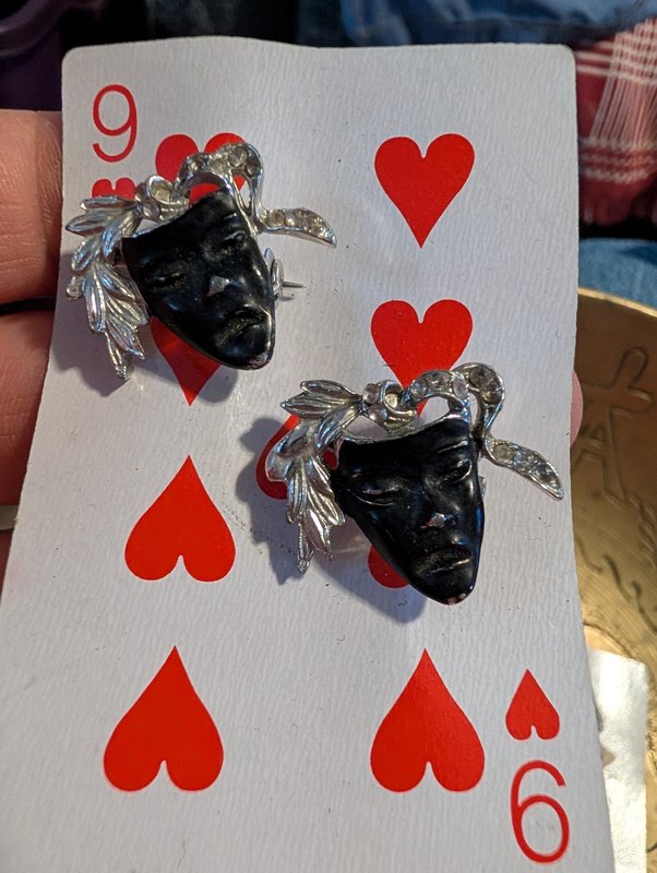 Pair  of Tragedy Brooches