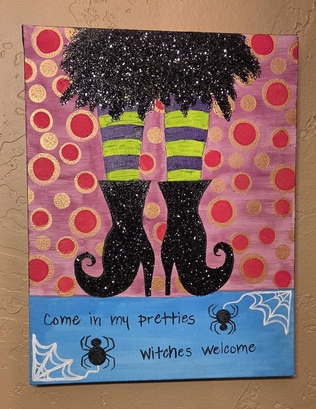 Hand-painted Witch Legs Canvas