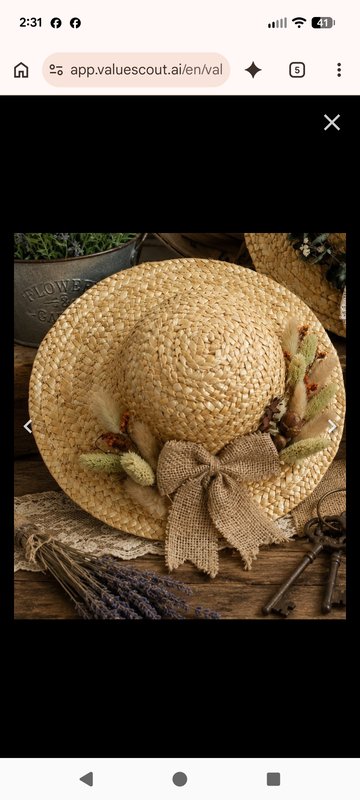 Rustic Straw Hat w/ dried florals and burlap bow
