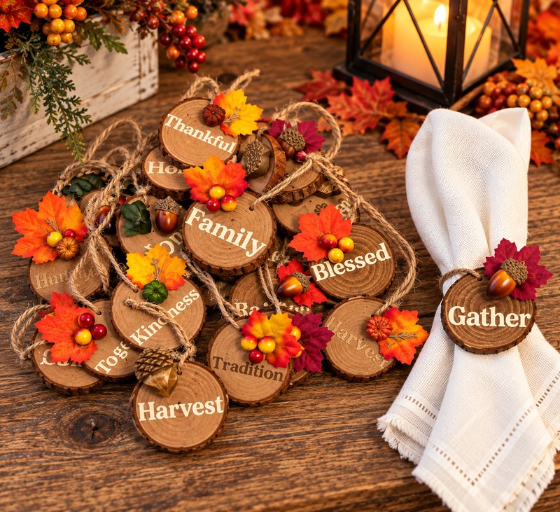 Wooden slice napkin rings