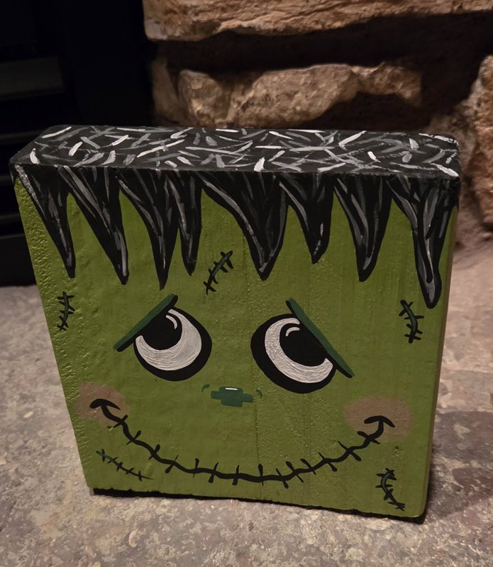 Hand-painted wood Frankenstein