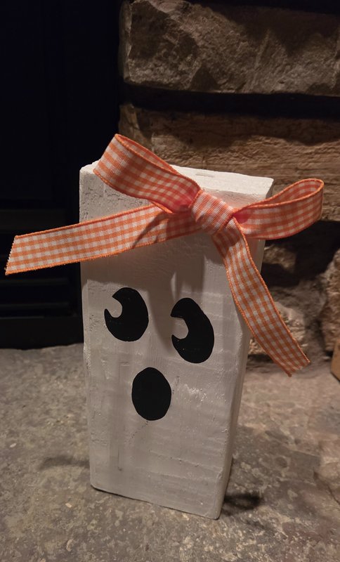 Hand-painted Wood Ghost Block