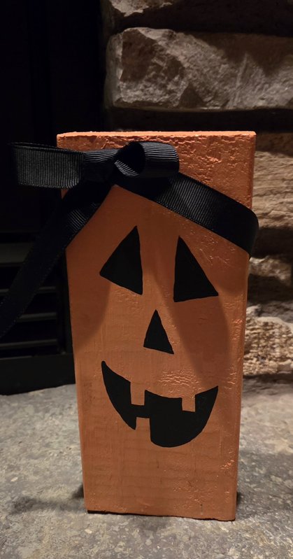 Hand-painted Wood Pumpkin Block