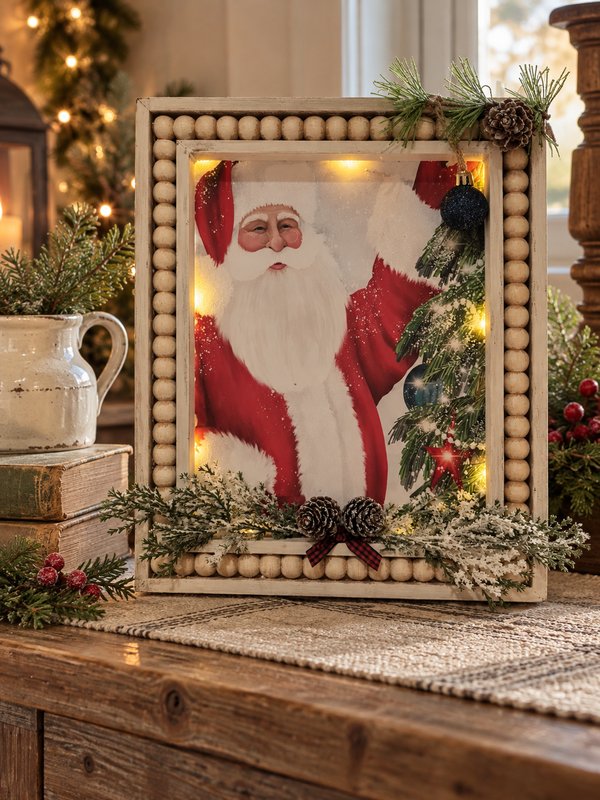 Lighted Santa Christmas Picture Frame
