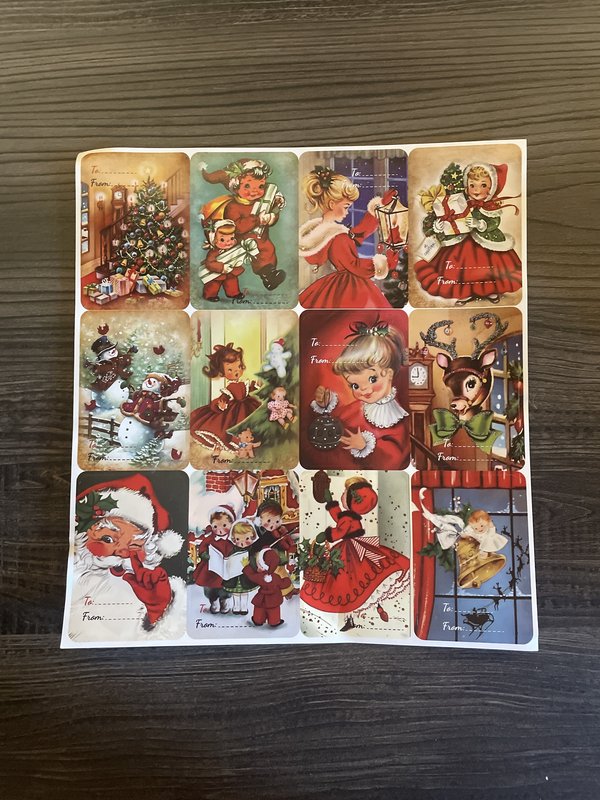 Vintage Style Christmas Gift Tags Sheet