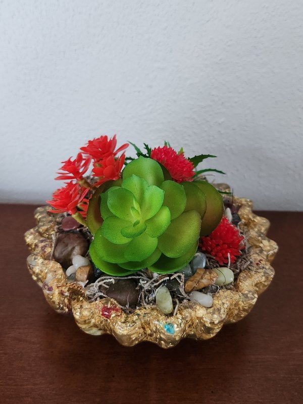 Faux succulents, small bowl