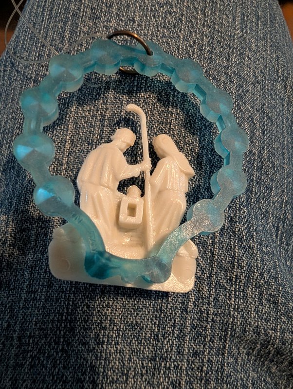 1950's Blue Italian Plastic Christmas Nativity Ornaments