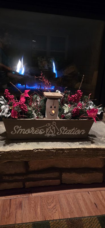 Handmade "Smores Station with Smores Snowman