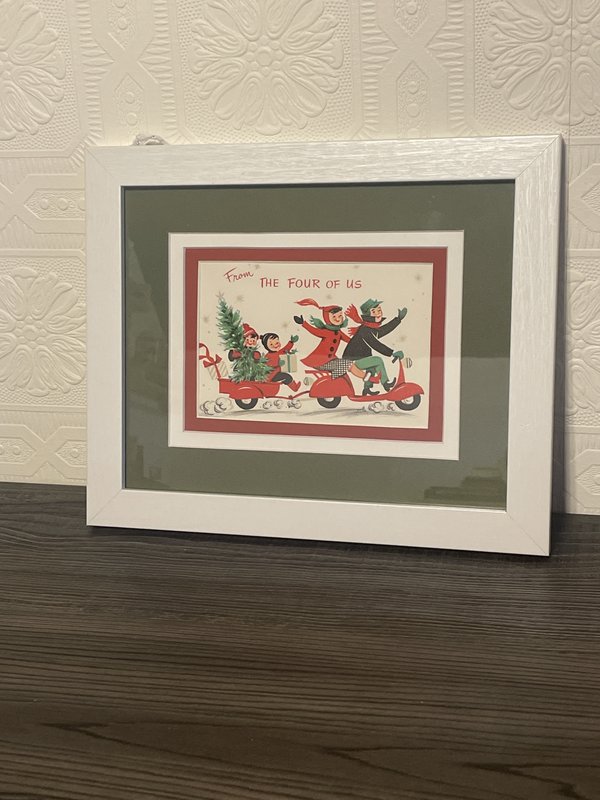 Framed Vintage 'The Four of Us' Christmas Card