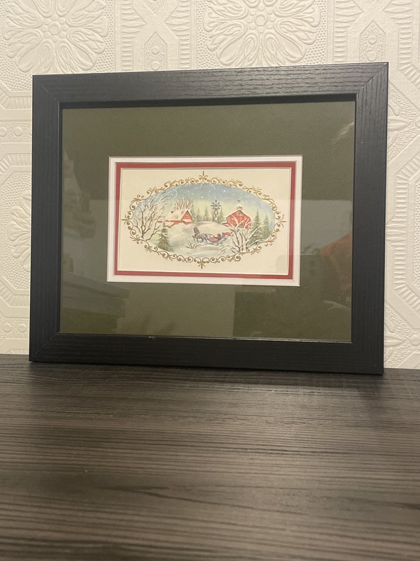 Framed Vintage Christmas Sleigh Card