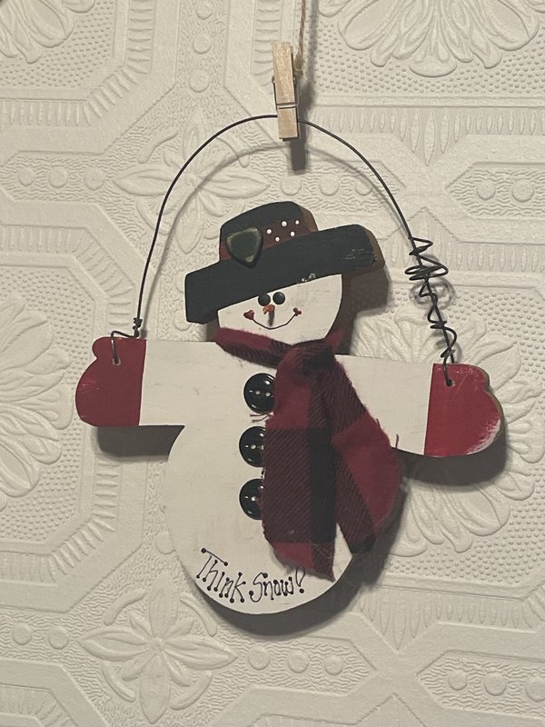 Wooden Snowman Hanging Decoration