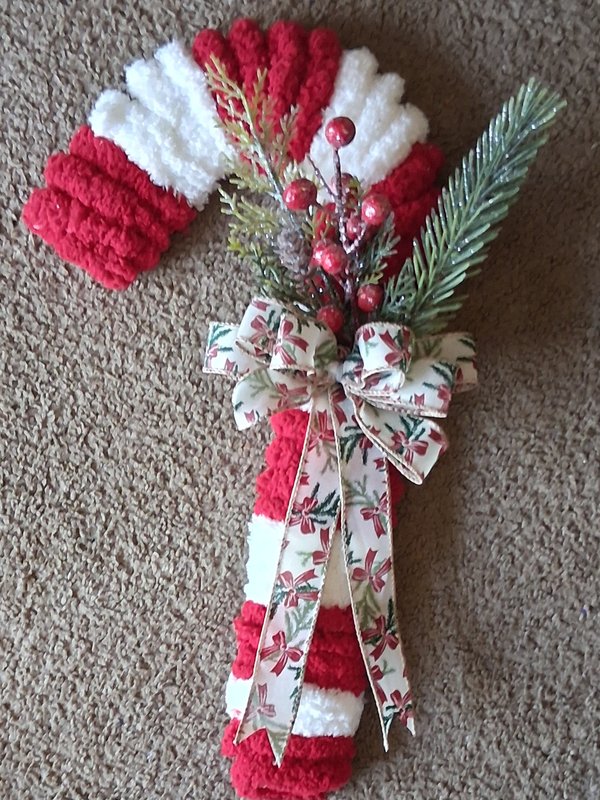 Crochet Candy Cane Wall Hanging