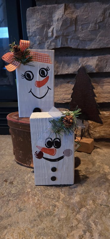 Hand-painted Wood Snowman