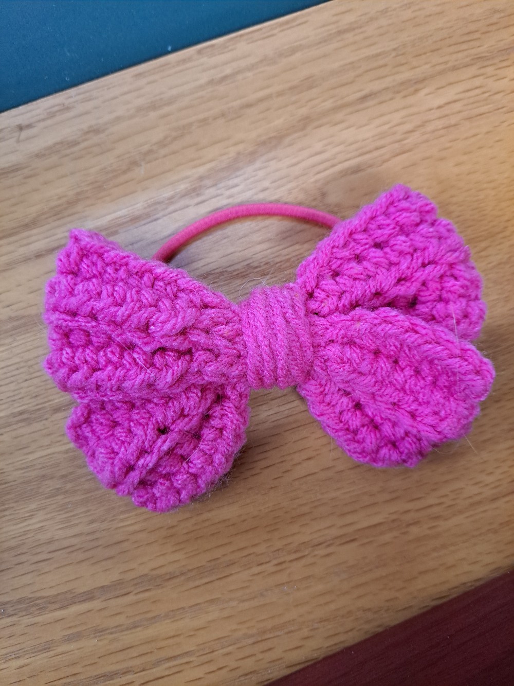 Pink bow hair tie 1739 #64