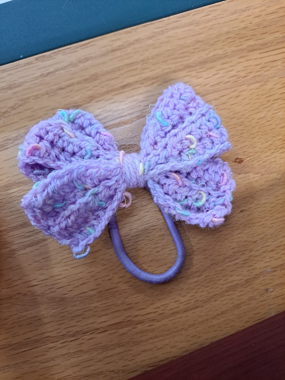 Purple bow hair tie 1739 #64