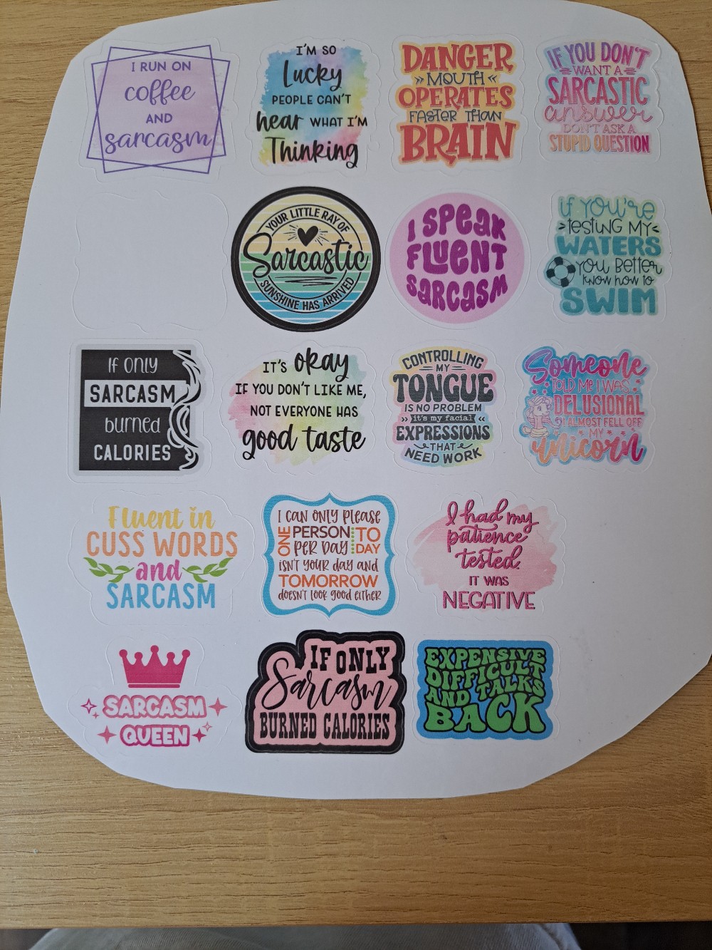 Sarcasm laminated stickers 1739 #64
